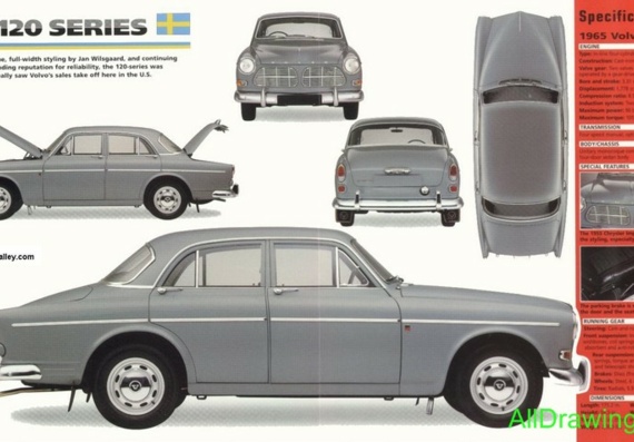 Volvo 120 Series (1965) (Вольво 120 Сериес (1965)) - чертежи (рисунки) автомобиля
